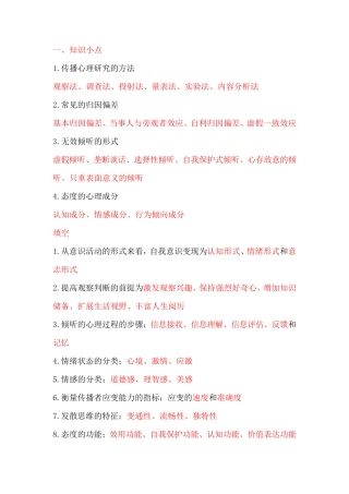 传播心理学知识点