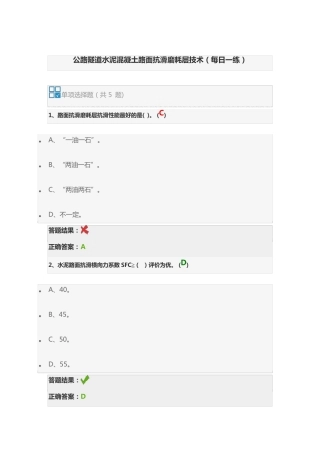 公路隧道水泥混凝土路面抗滑磨耗层技术