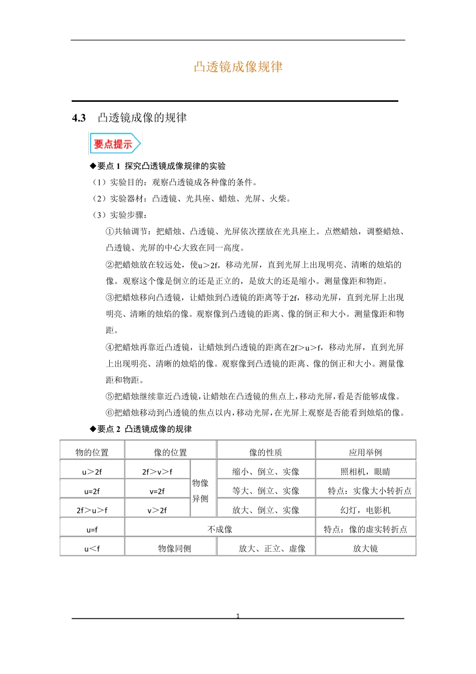 凸透镜成像规律_第1页