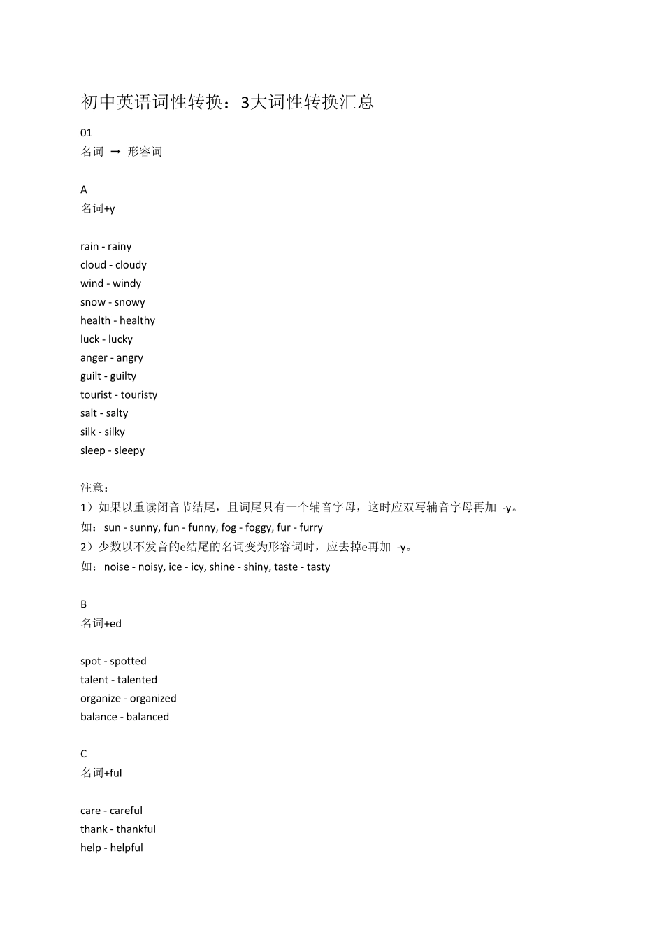 初中英语词性转换：3大词性转换汇总_第1页