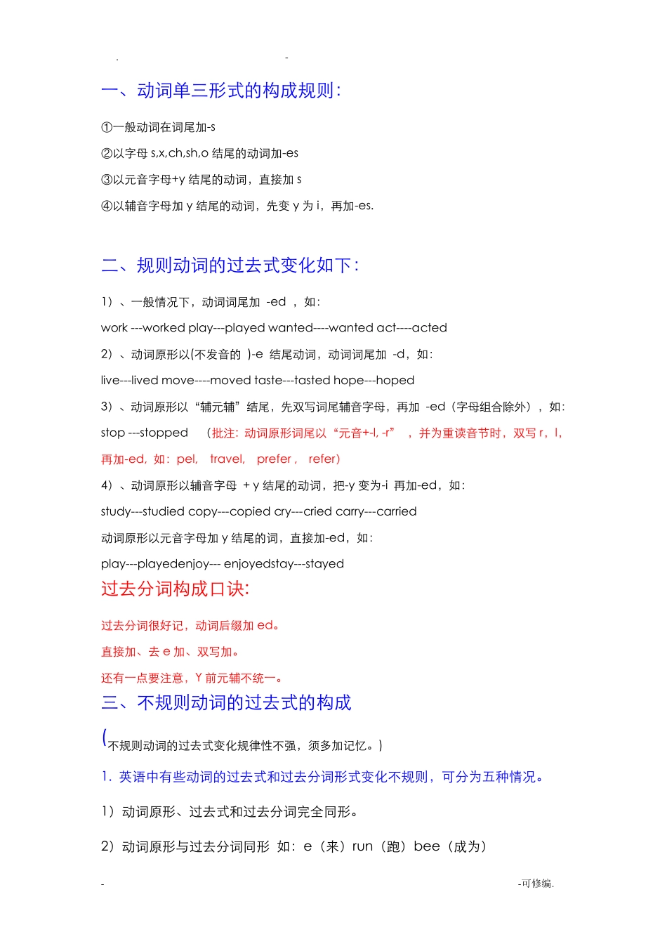 动词的各种形式变化_第1页