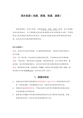 四大名谱(光谱、质谱、色谱、波谱)