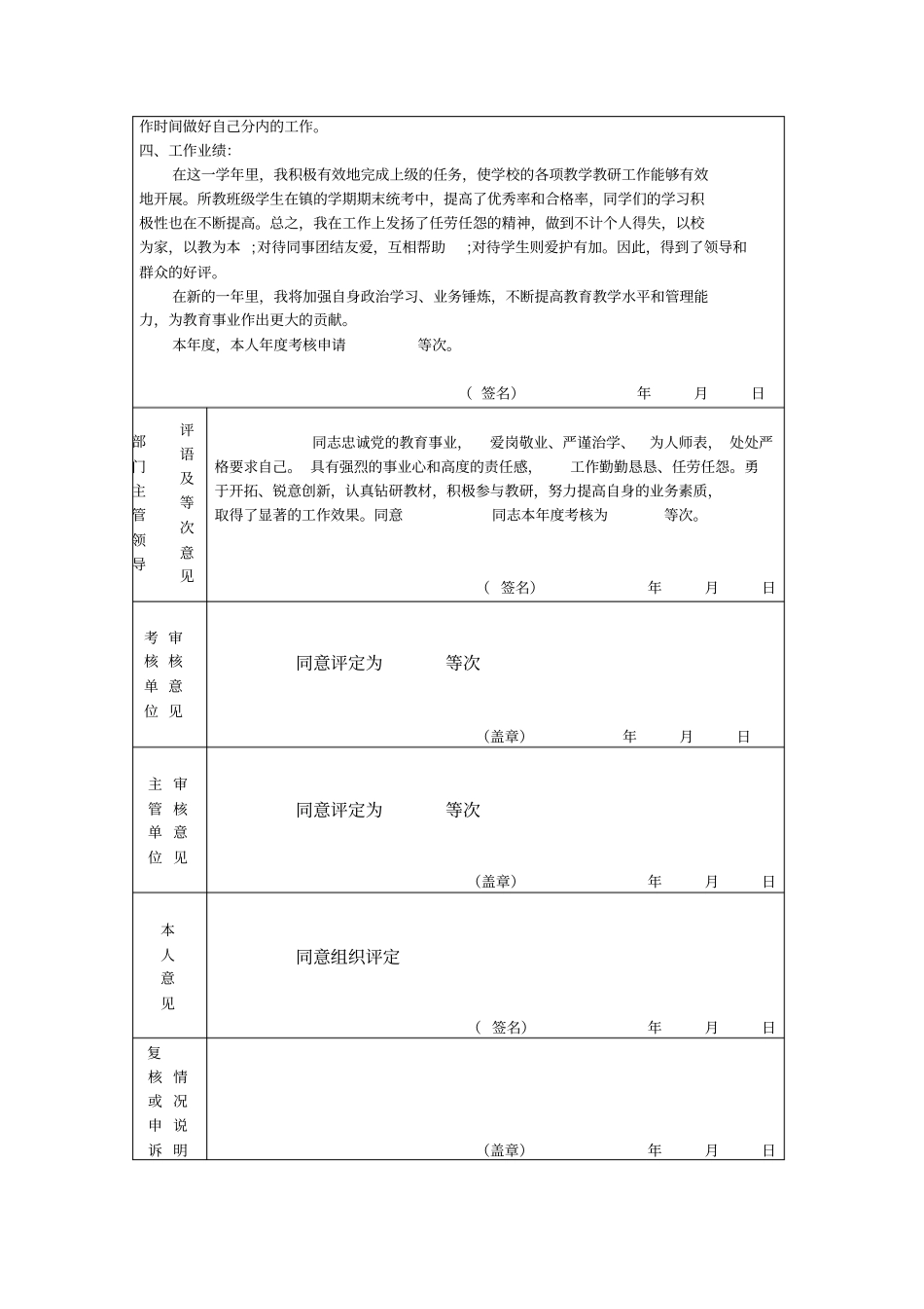完整版,事业单位工作人员年考核登记表个人表_第2页