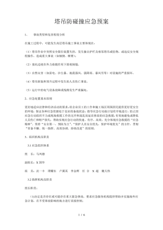 塔吊防碰撞应急预案