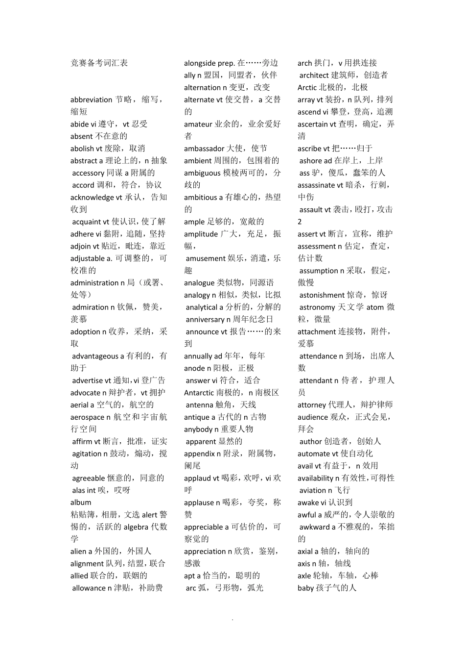 大学生英语竞赛C类词汇_第1页