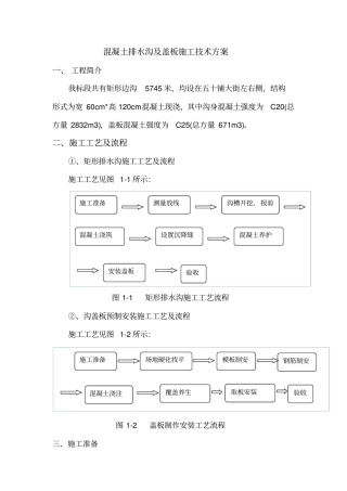 完整版,公路混凝土排水沟及盖板施工方案