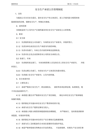 完整版,安全承诺公告制度