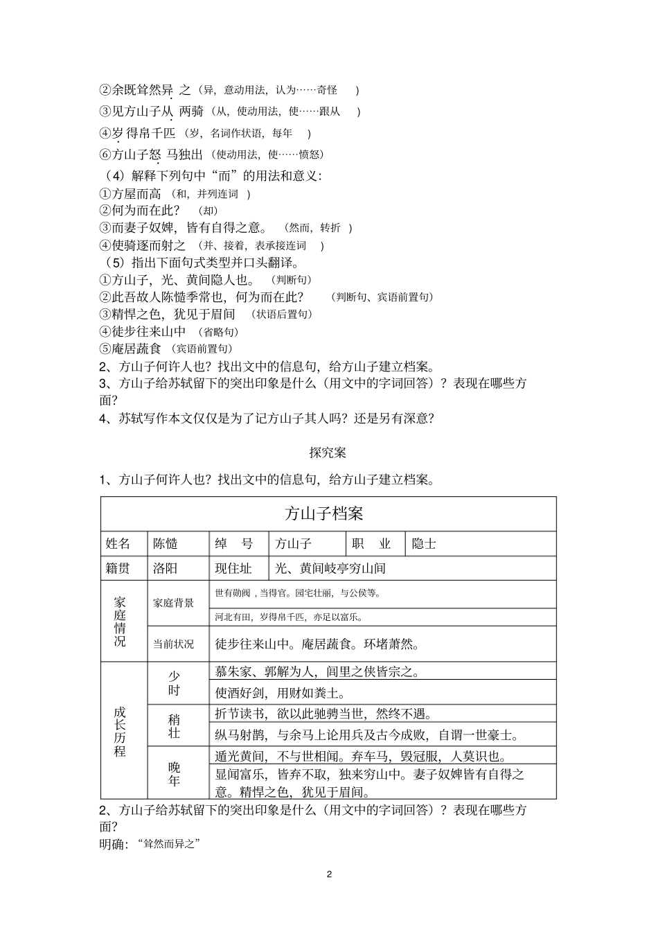 完整版,方山子传导学案教师版_第2页