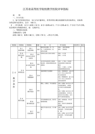 完整版,江苏高等医学院校教学医院评审指标