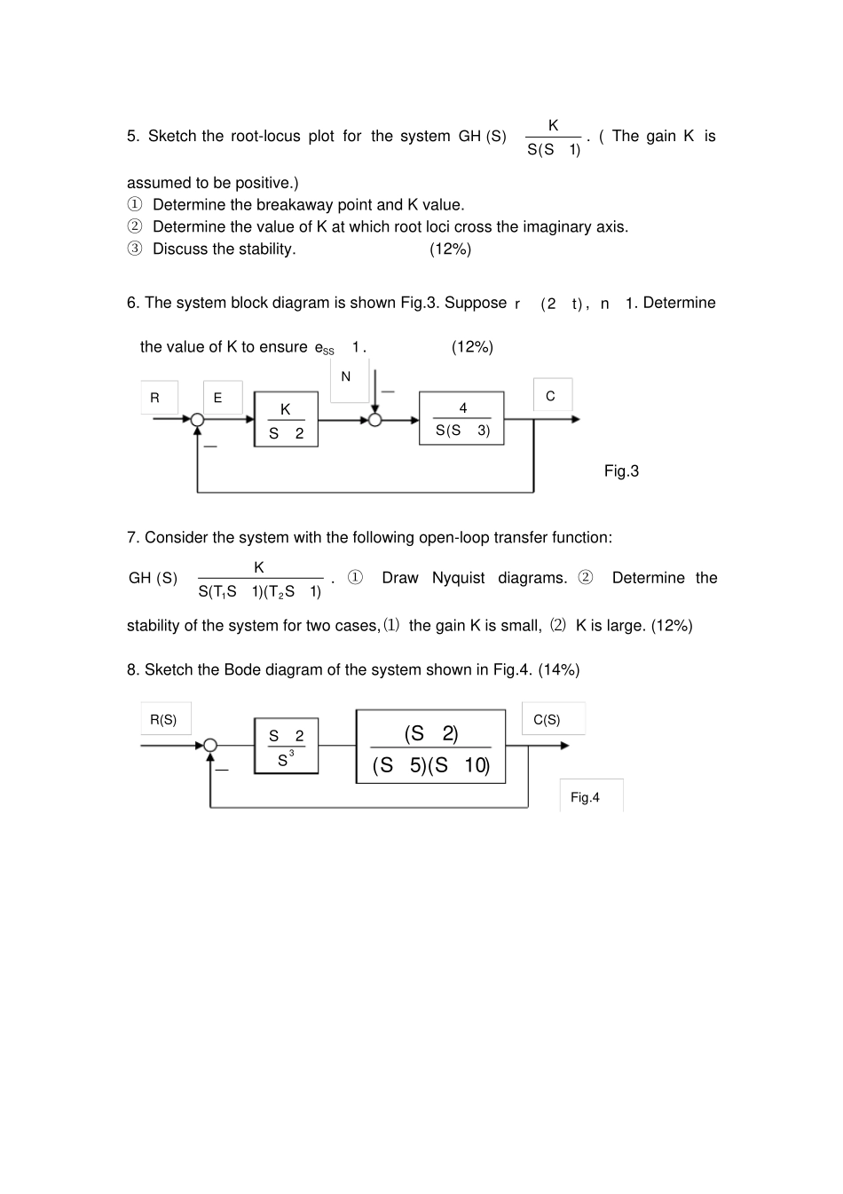 完整版,自动控制原理试卷及答案英文10套_第2页