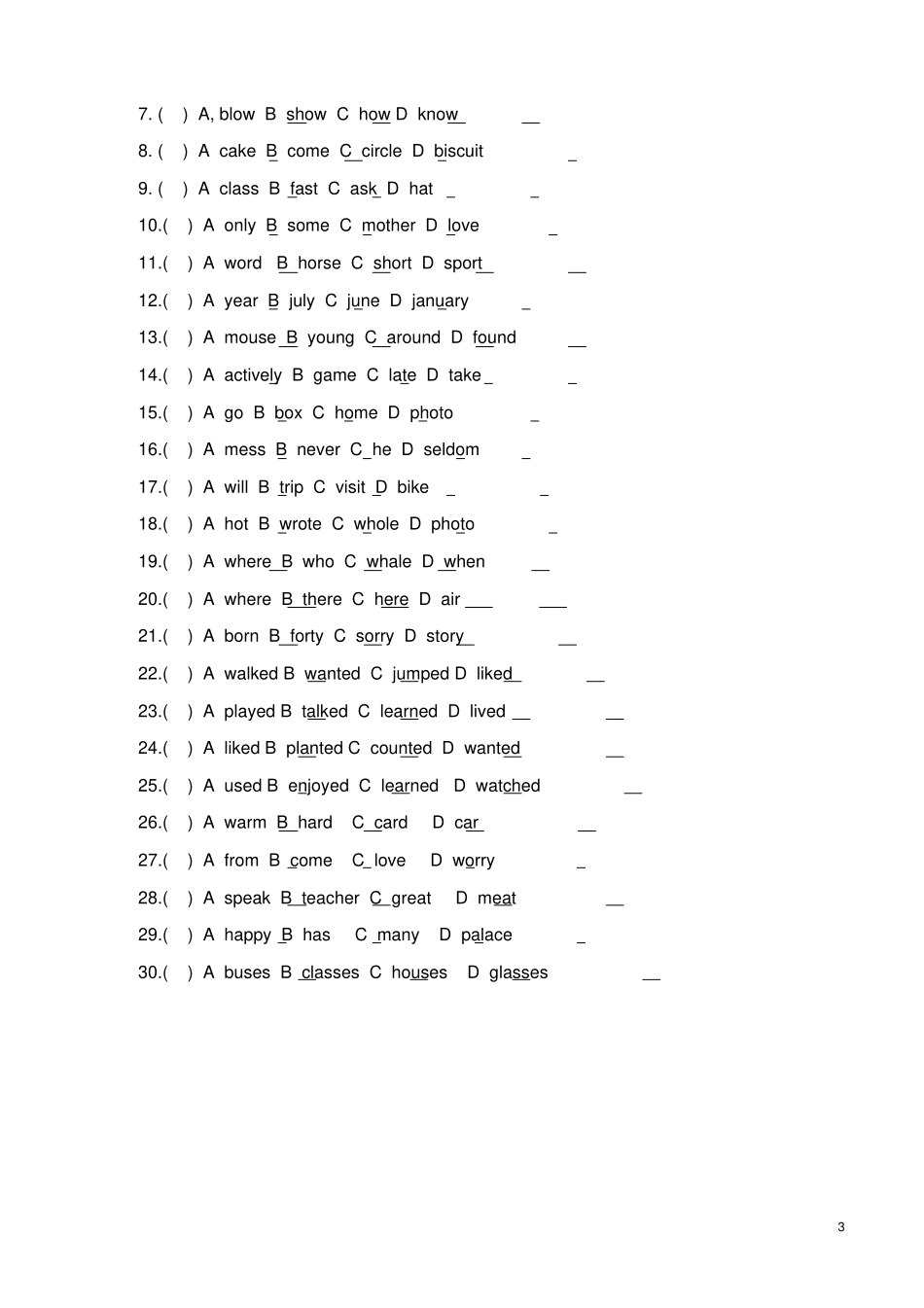 完整版0082小学中学英语基础音标练习题共250小题共13有答案_第3页