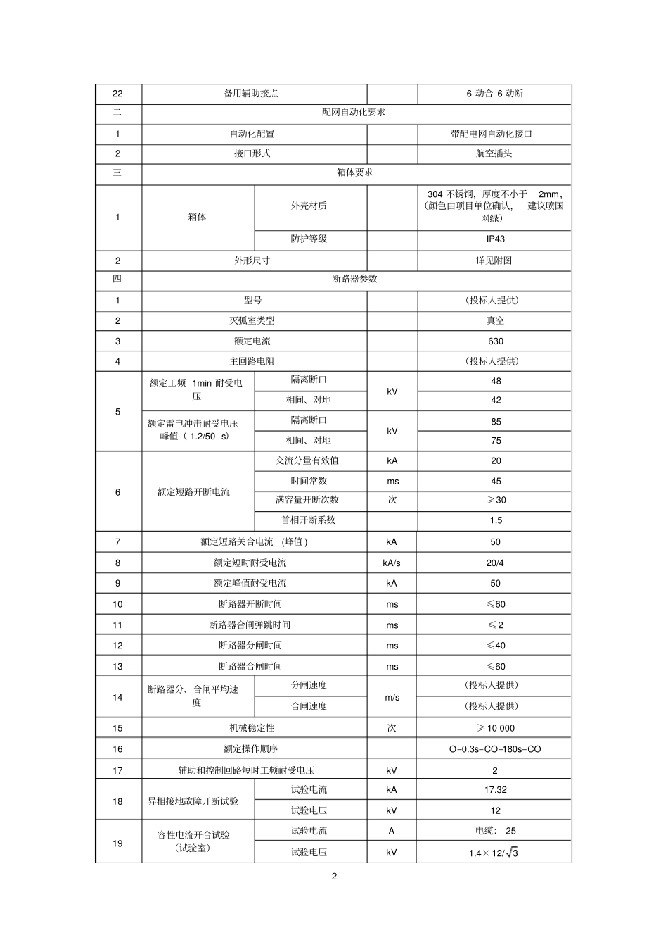 完整版10KV充气柜环网箱技术规范_第2页