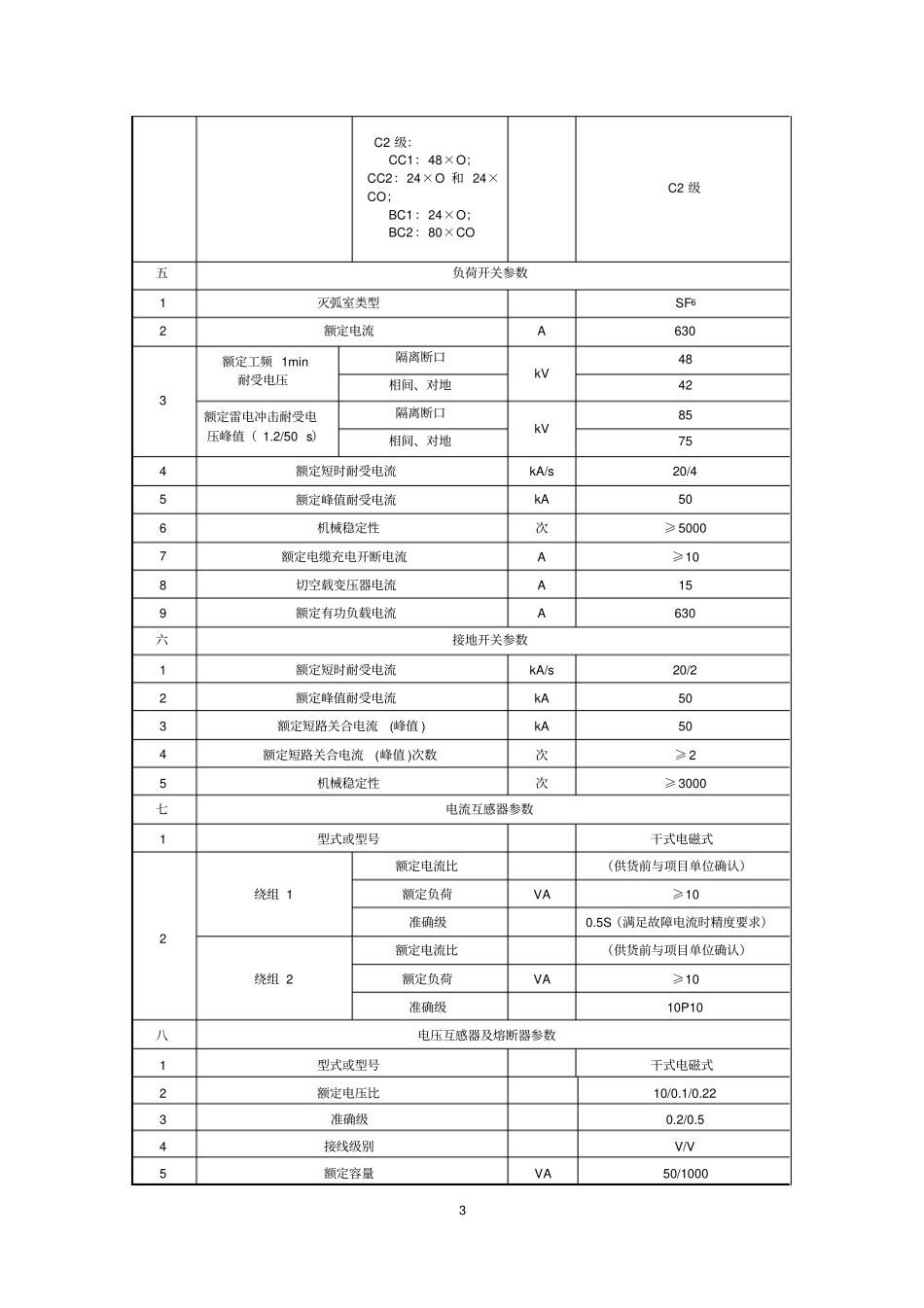 完整版10KV充气柜环网箱技术规范_第3页