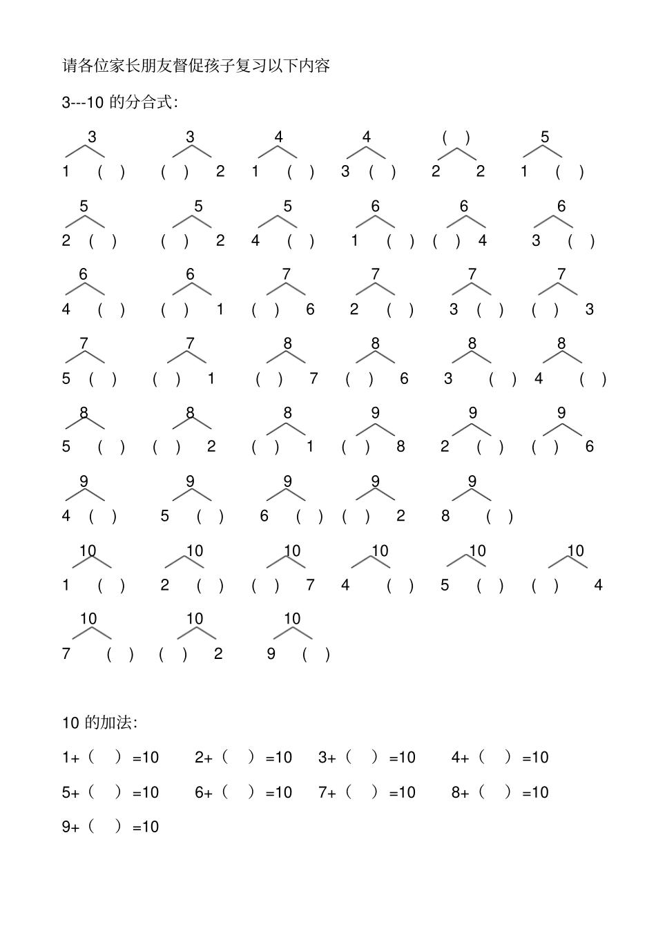 完整版10以内的加法及分合式_第1页