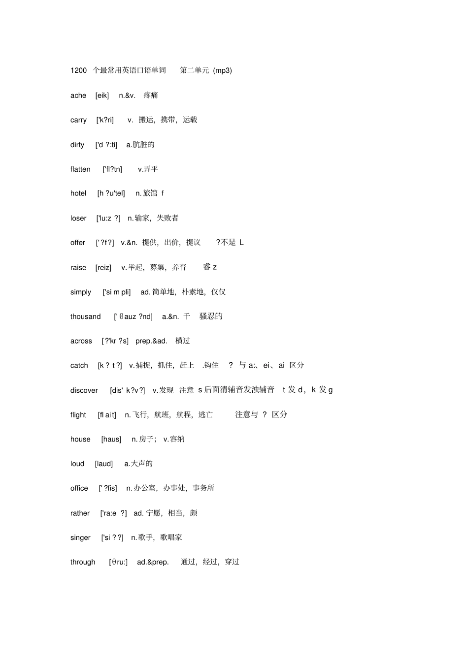 完整版1200个最常用英语口语单词_第2页