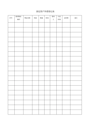 完整版16、固定资产外借登记表