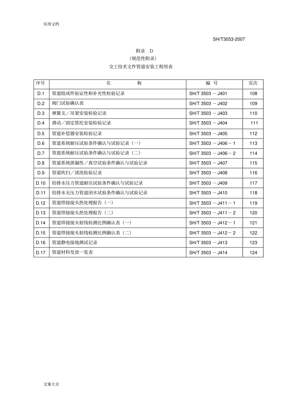 完整版1SH350附录D管道通用表_第1页