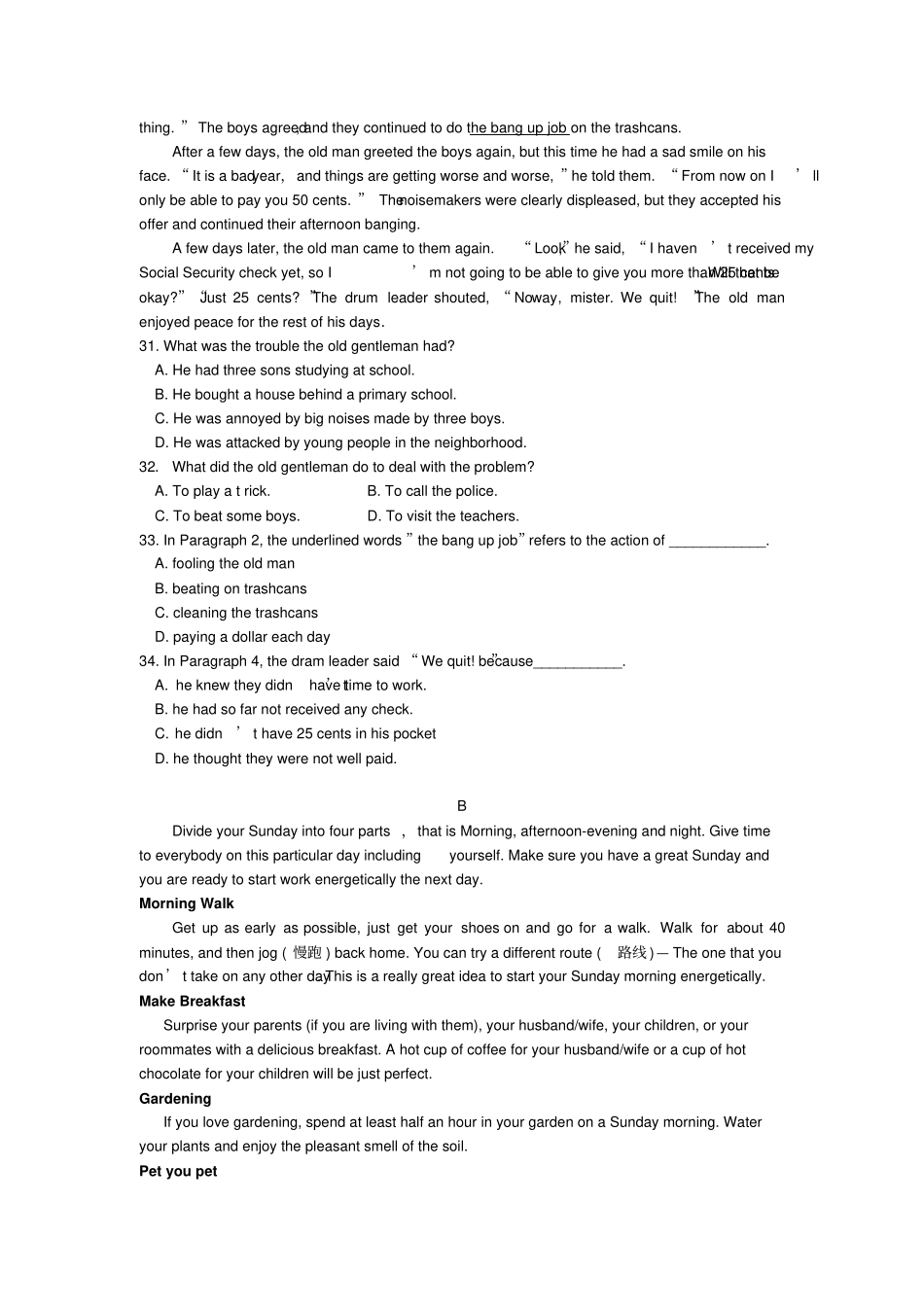 完整版2011体育单招英语试卷及答案精校版_第3页