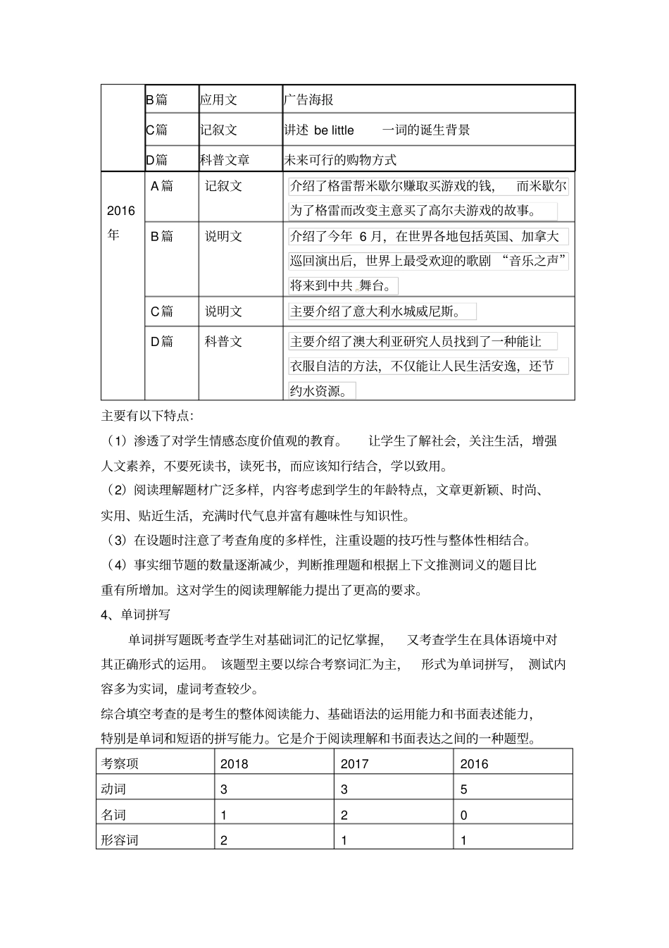 完整版2012018三年中考英语试题分析_第3页