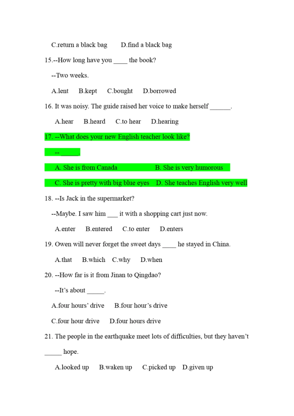 完整版2016山东春季高考英语真题_第3页