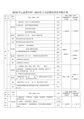 完整版2016年内科护士分层级培训计划