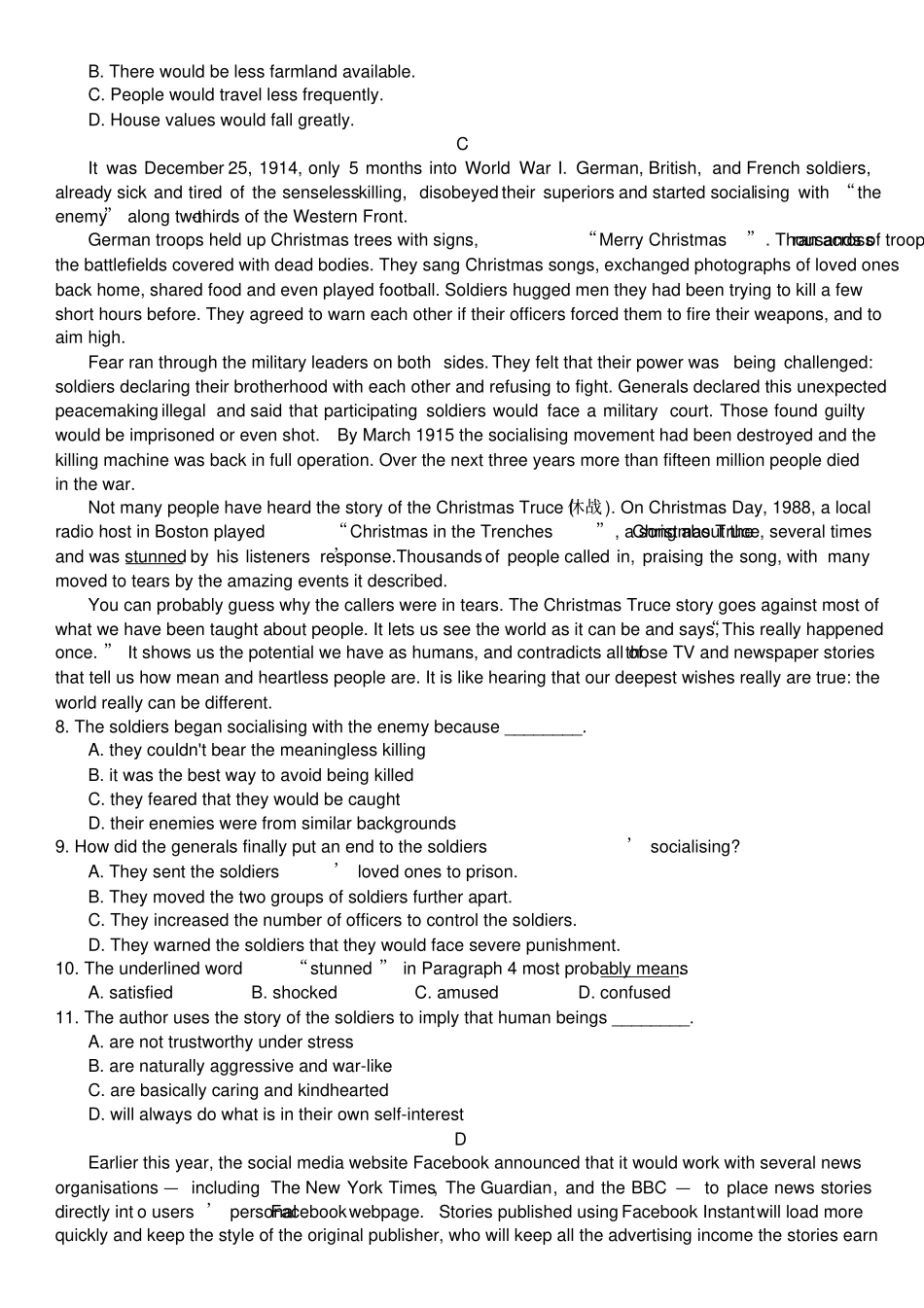 完整版2016年广州一模英语试题版含答案_第3页