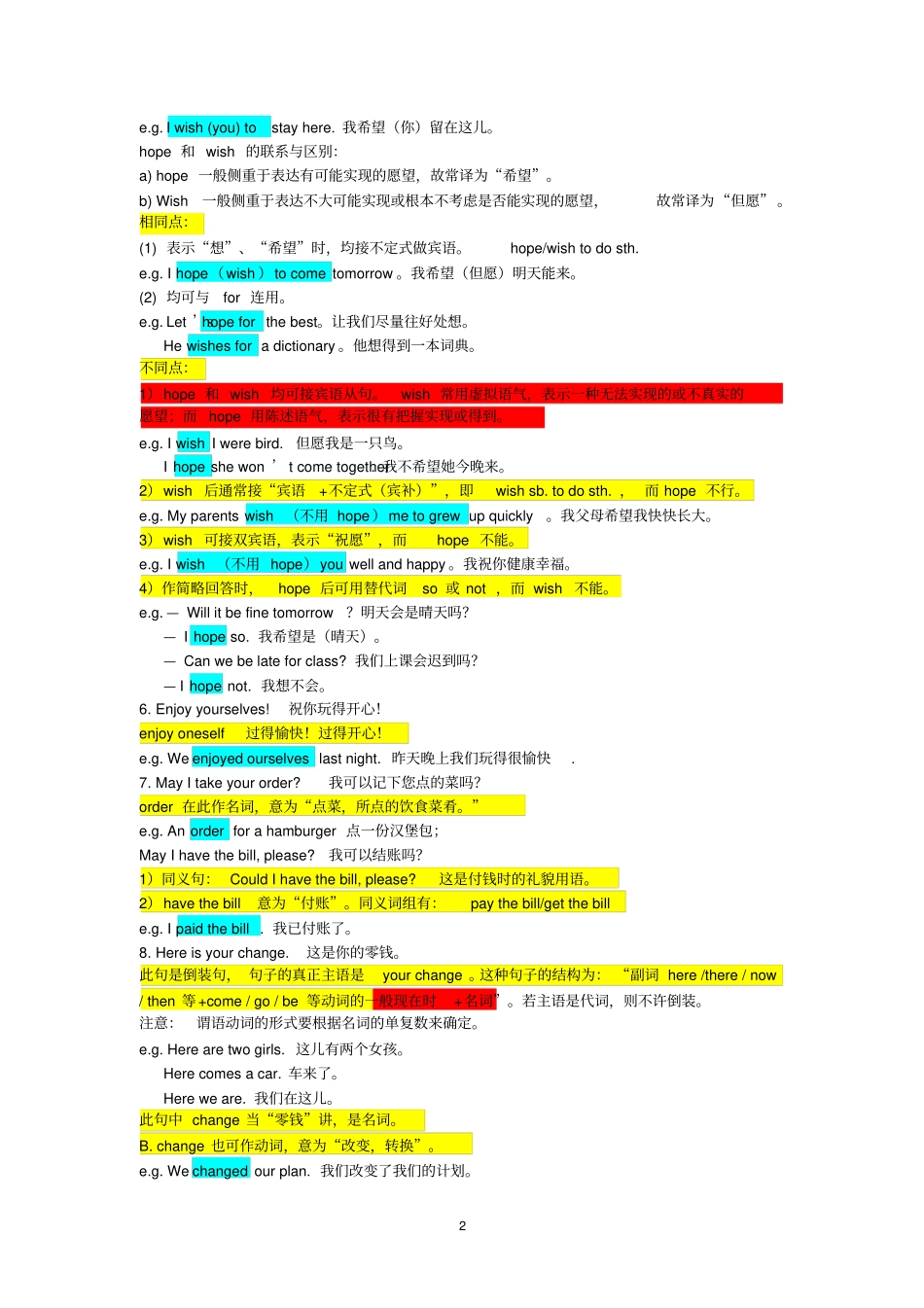 完整版2016年春季仁爱英语八年级下册Unit7topic3重点知识点总结及练习,推荐文档_第2页