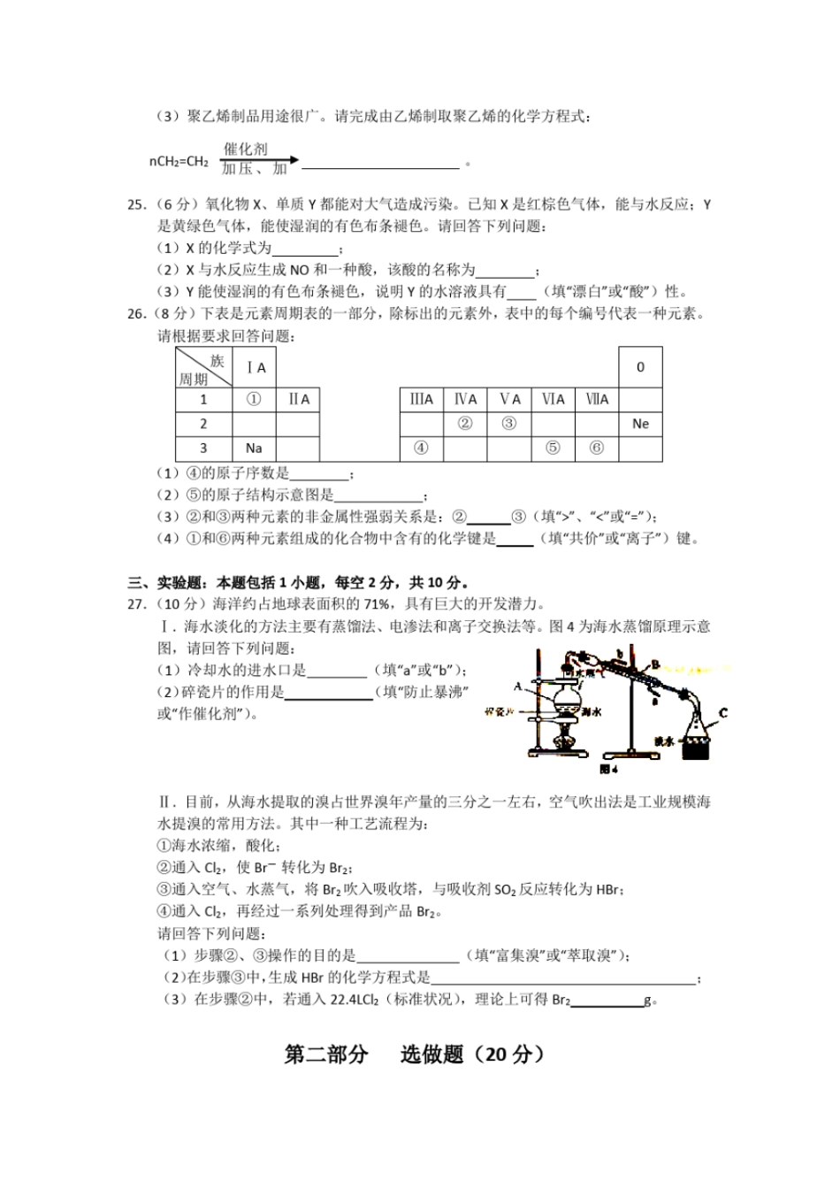 完整版2016年湖南普通高中学业水平考试试卷化学_第3页