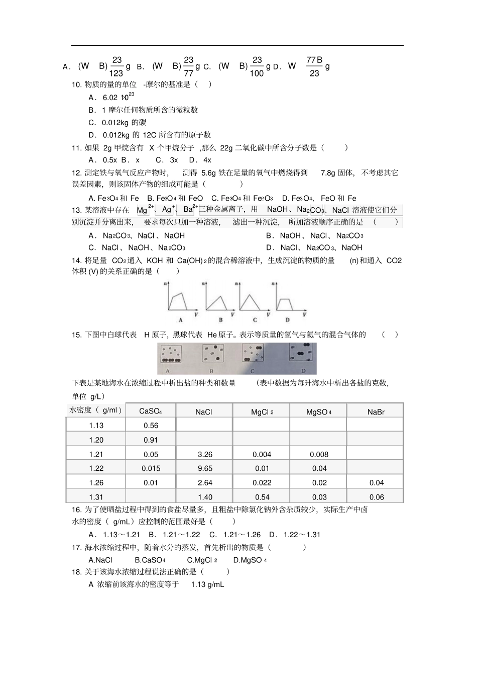 完整版2018年上海天原杯化学初赛试卷版含答案,推荐文档_第2页