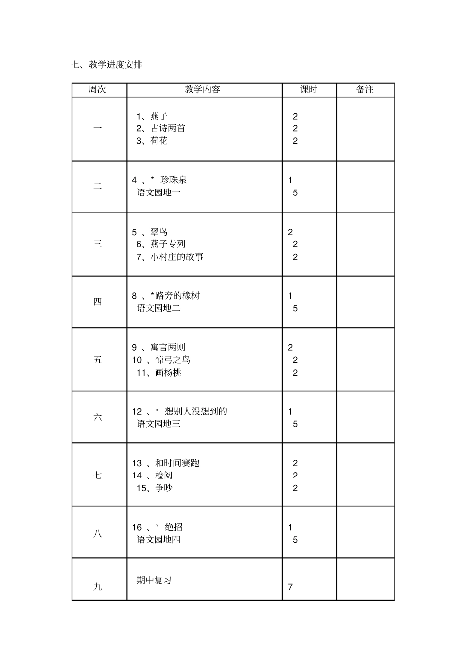 完整版2018年人教版小学三年级语文下册教学计划_第3页