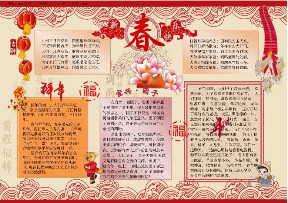 完整版2018春节电子小报模板_第1页