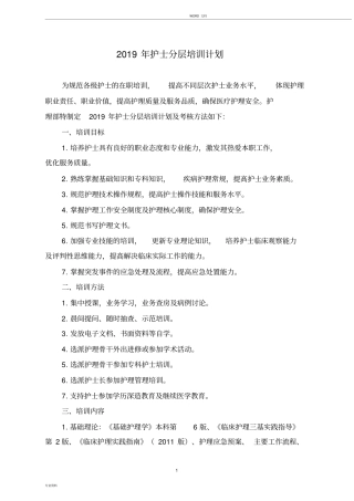 完整版2019年护士分层培训计划