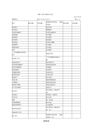 完整版2019年资产负债表表格