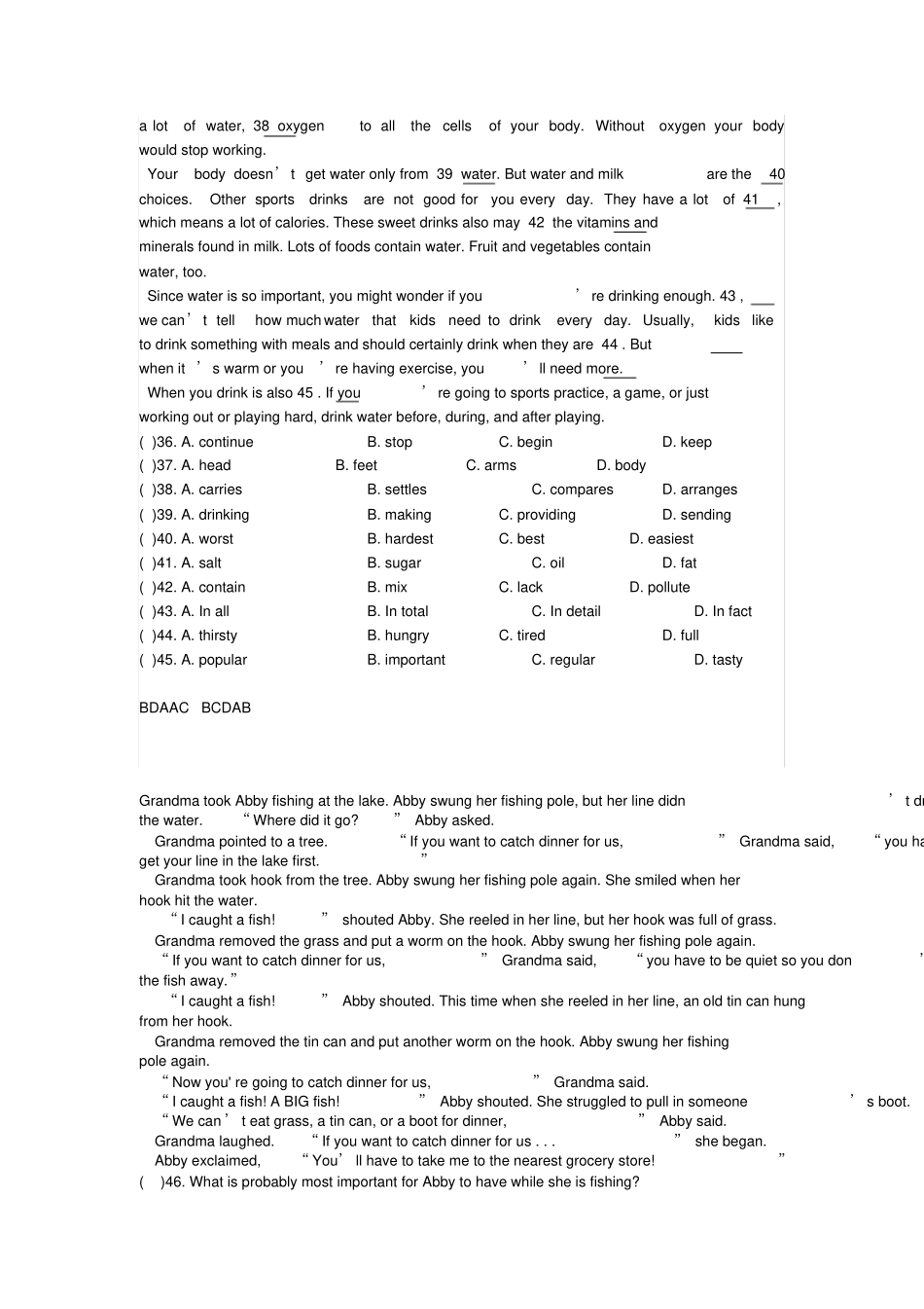 完整版2020年中考英语完形填空、阅读理解试题及答案1,推荐文档_第2页