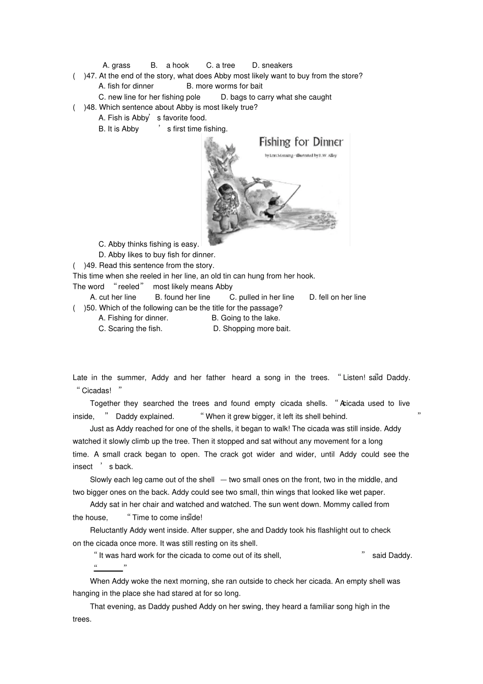 完整版2020年中考英语完形填空、阅读理解试题及答案1,推荐文档_第3页