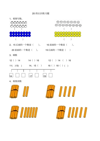 完整版20以内数的认识练习题
