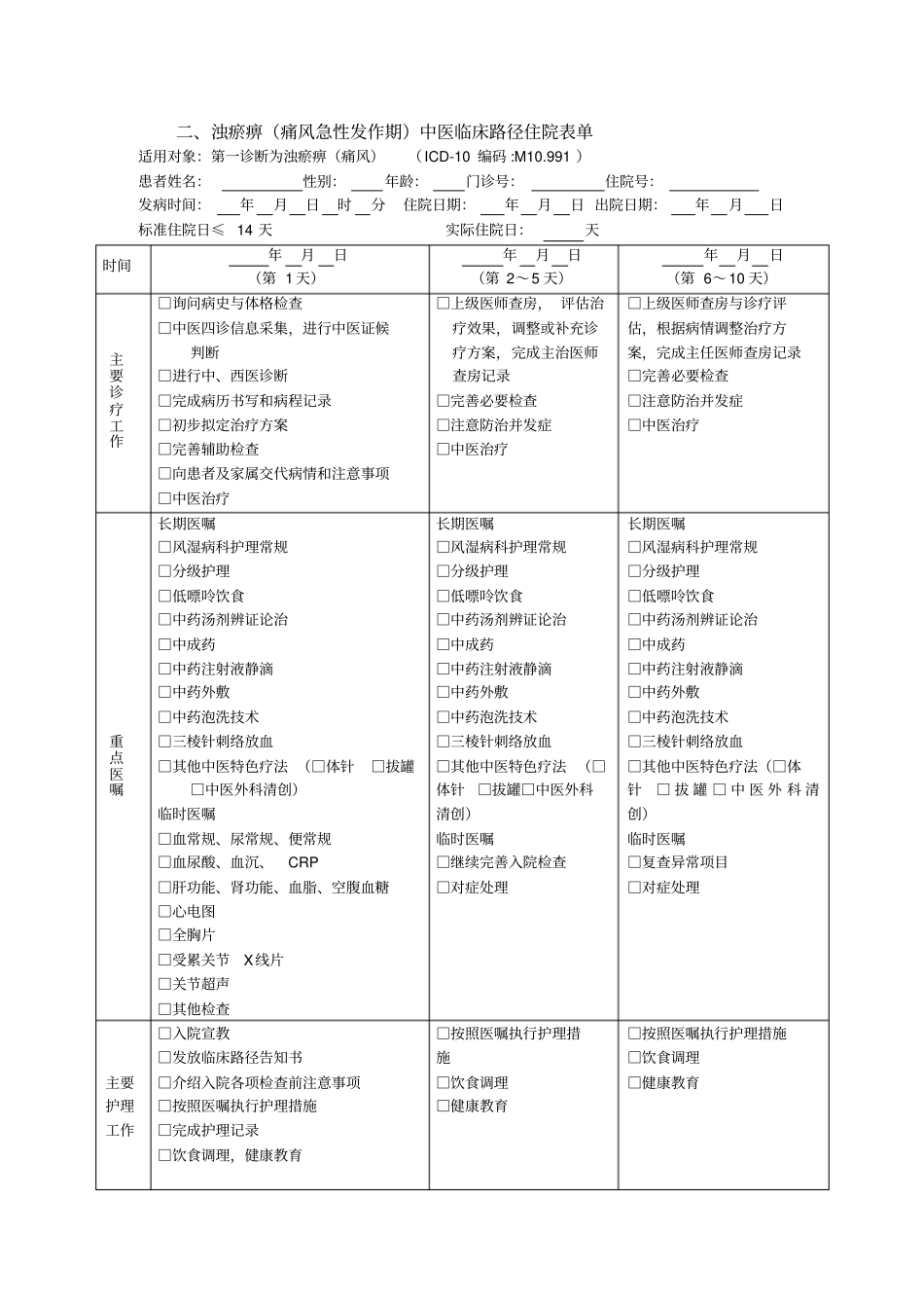 完整版39风湿病科浊瘀痹痛风性关节炎中医临床路径2017年版_第3页