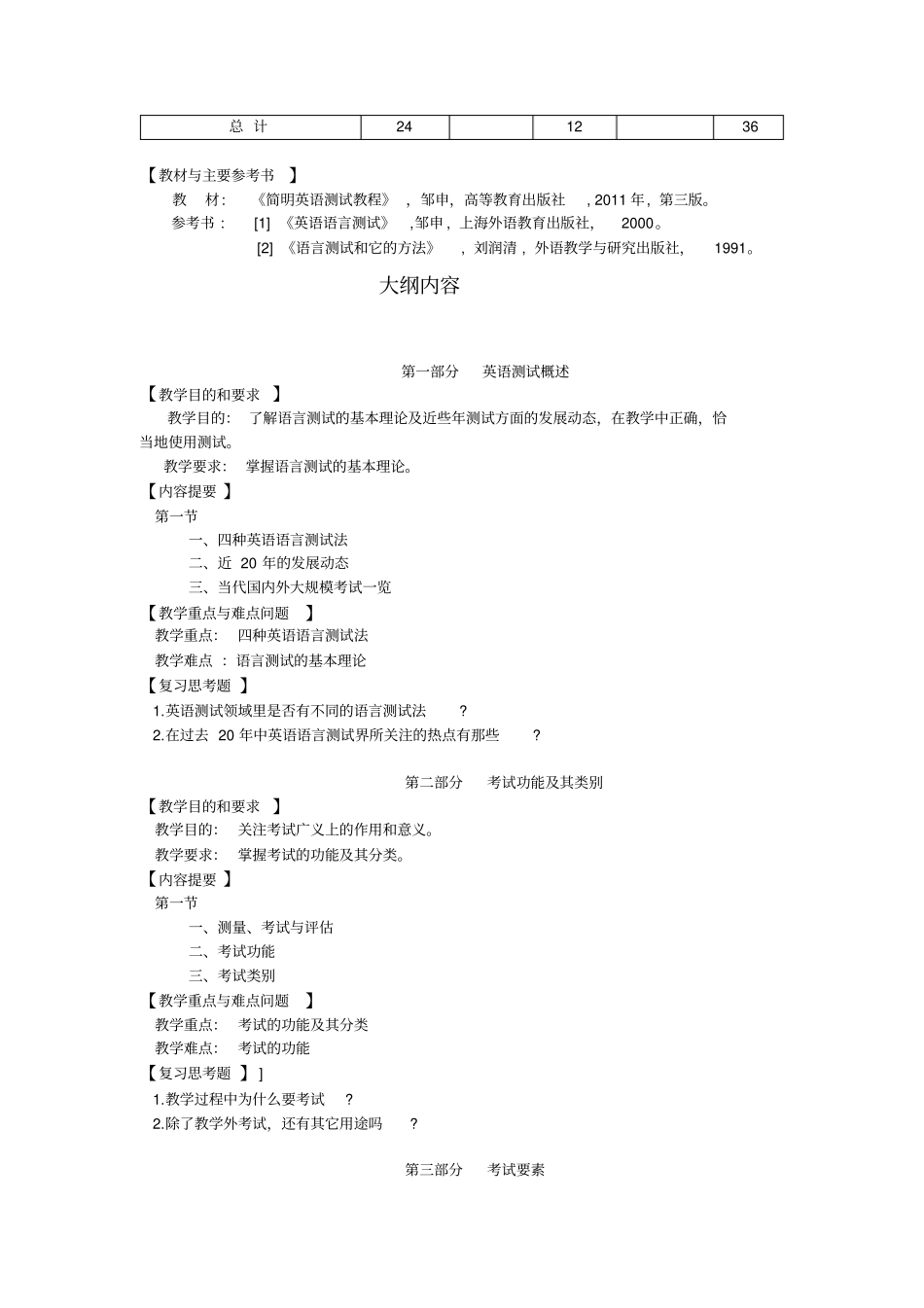 完整版3英语测试理论及方法课程教学大纲范文_第2页