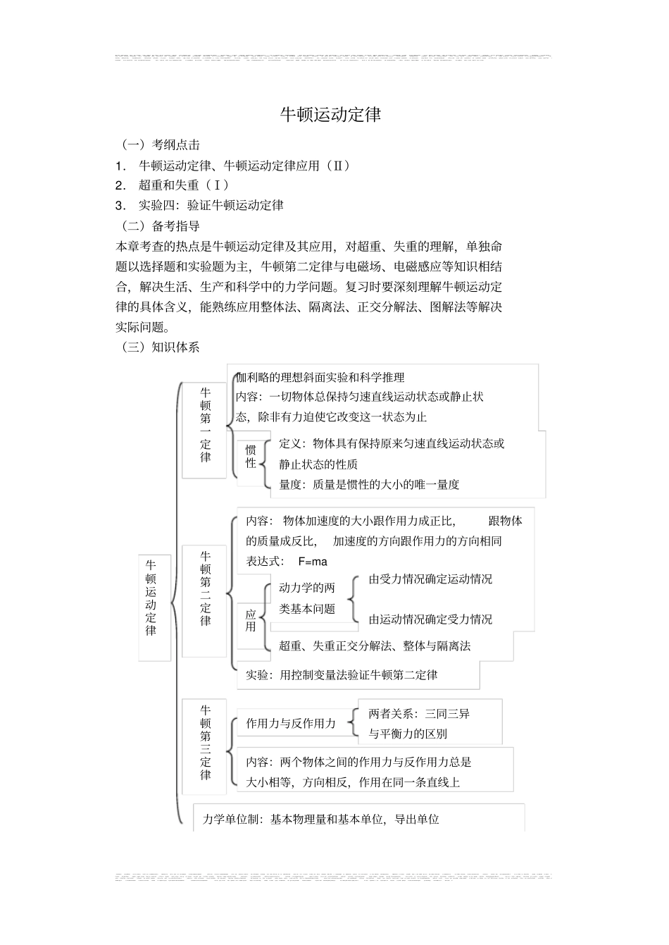 完整版3牛顿运动定律总复习教学案_第1页