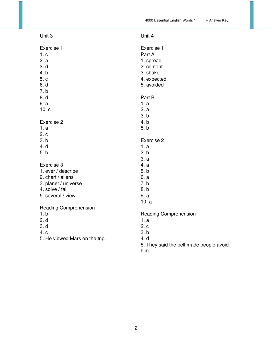 完整版4000EssentialEnglishs1_AnswerKey_第2页