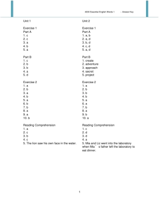 完整版4000EssentialEnglishs1_AnswerKey