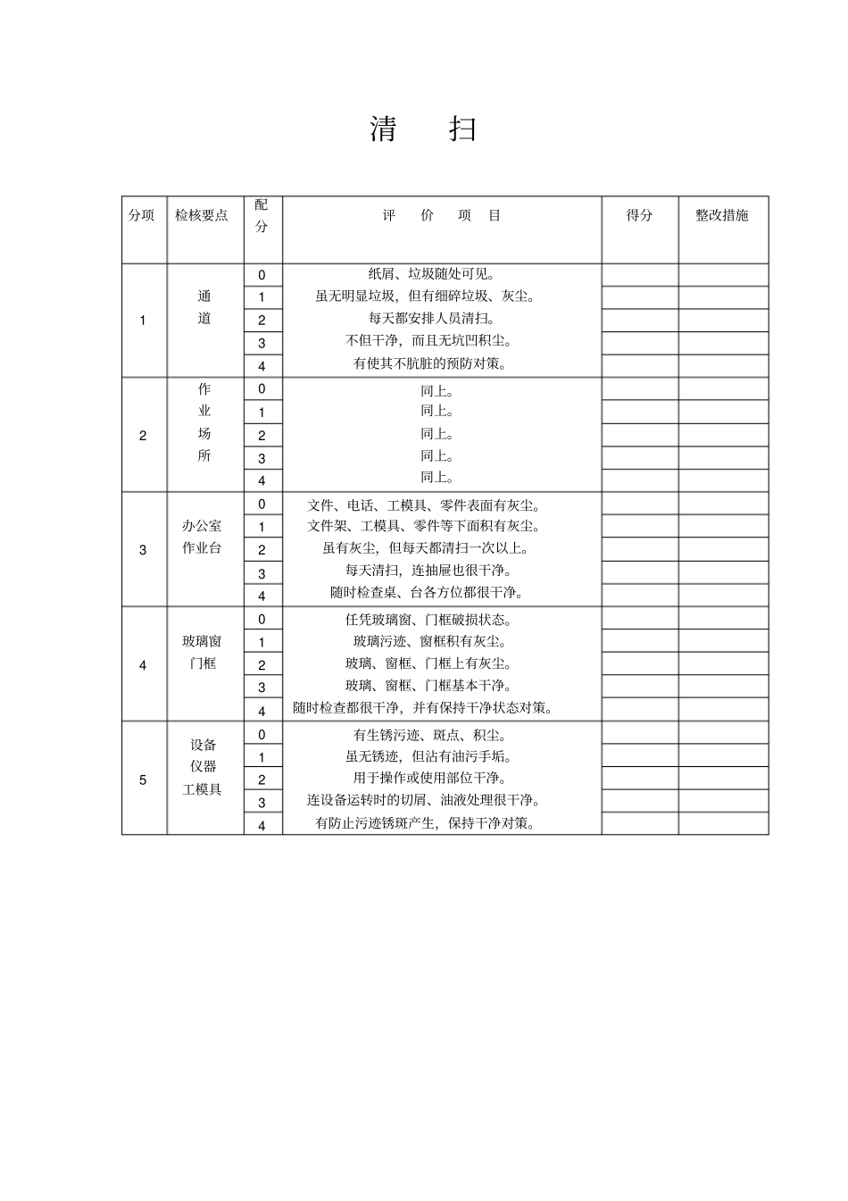 完整版5s管理表格大全整理版,推荐文档_第3页