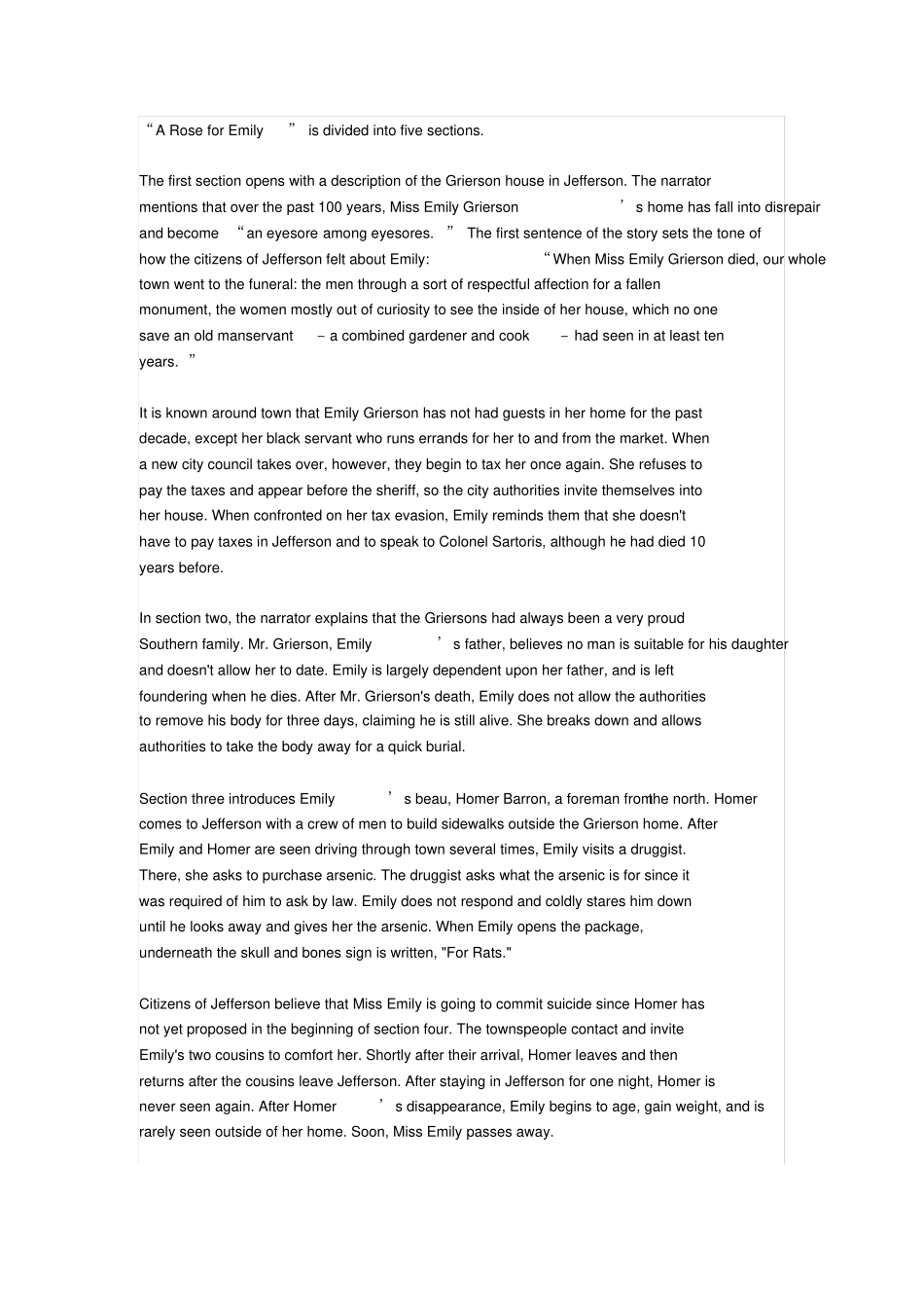 完整版ARoseforEmily英文分析及简评_第1页