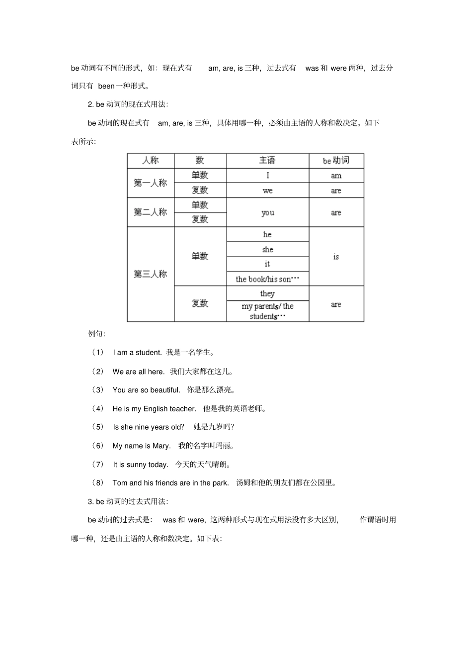 完整版be动词练习题及答案_第1页