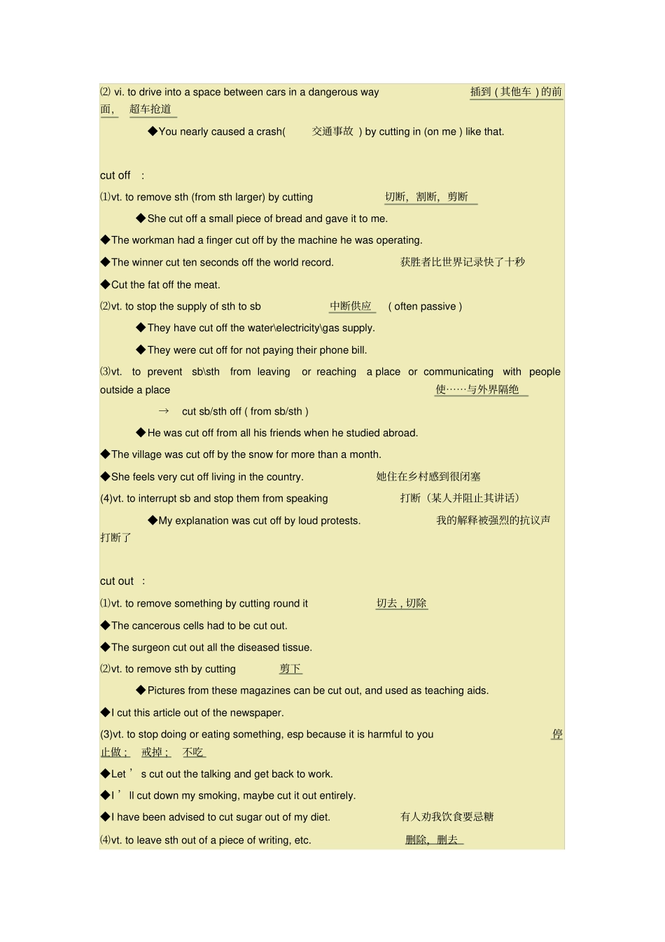 完整版Cut短语归纳,推荐文档_第2页