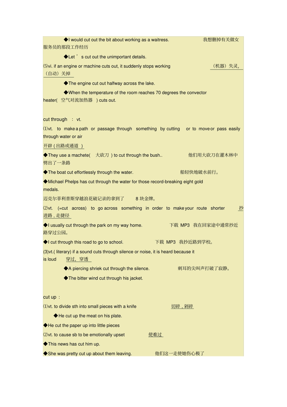 完整版Cut短语归纳,推荐文档_第3页