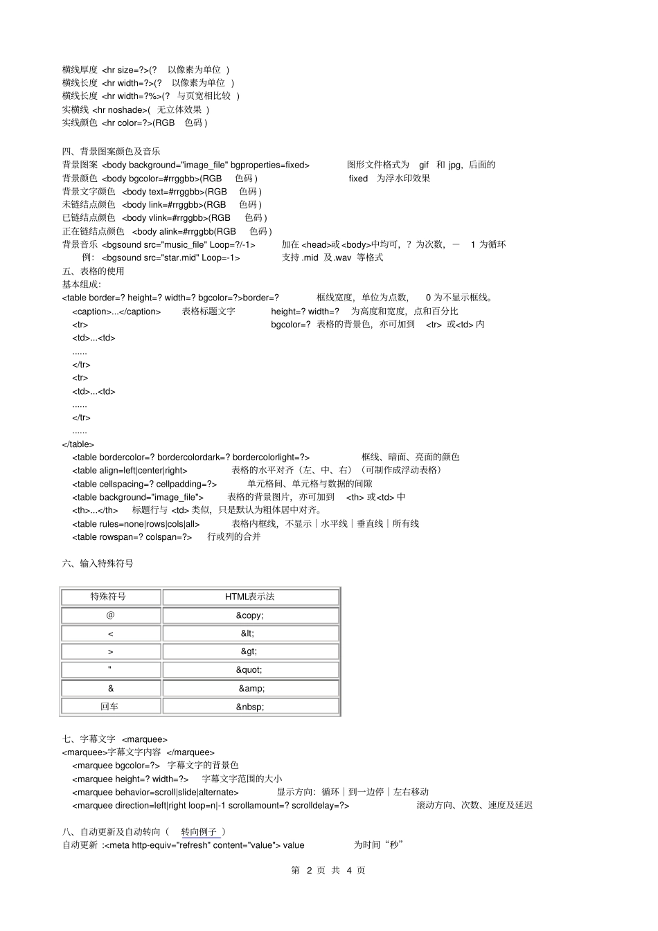 完整版HTML基本语法汇总,推荐文档_第2页