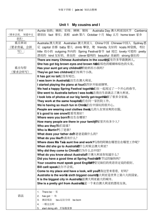 完整版joinin英语六年级下学期重点点词汇梳理