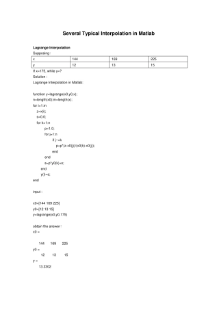 完整版matlab插值法实例