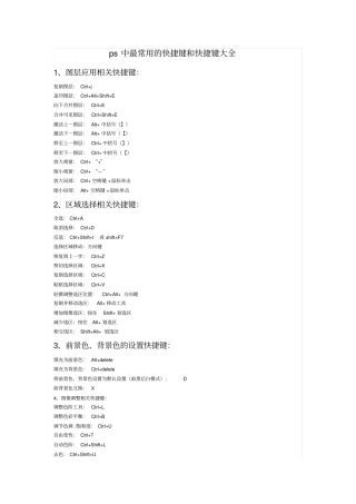 完整版ps中最常用的快捷键和快捷键大全,推荐文档